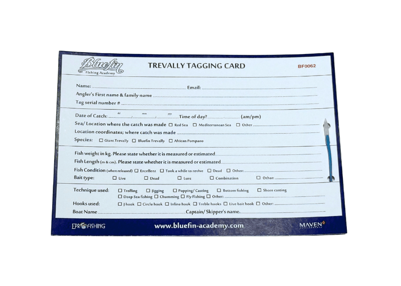 BLUEFIN SPORT FISHING TREVALLY TAG (BLUE) Tagging Kits - Eprofishing Egypt
