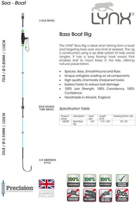 LYNX BASS BOAT RIG 3/0 - 70lb/30lb - 110cm/100cm Rigs - Eprofishing Egypt