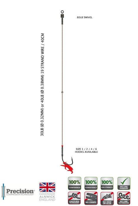 LYNX SINGLE HOOK TRACE 1 - 40lb - 40cm Rigs - Eprofishing Egypt