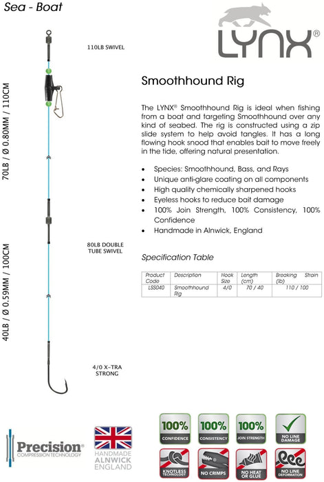 LYNX SMOOTHOUND BOAT RIG 4/0 - 70lb/40 lb - 110cm/100cm - Eprofishing Egypt