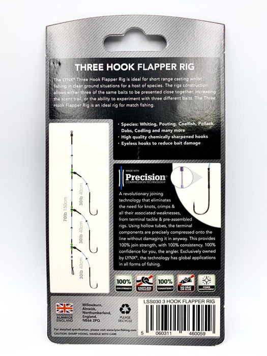 LYNX THREE HOOK FLAPPER RIG 1/0 - 70lb/30lb - 150cm/40cm/40cm/40cm Rigs - Eprofishing Egypt
