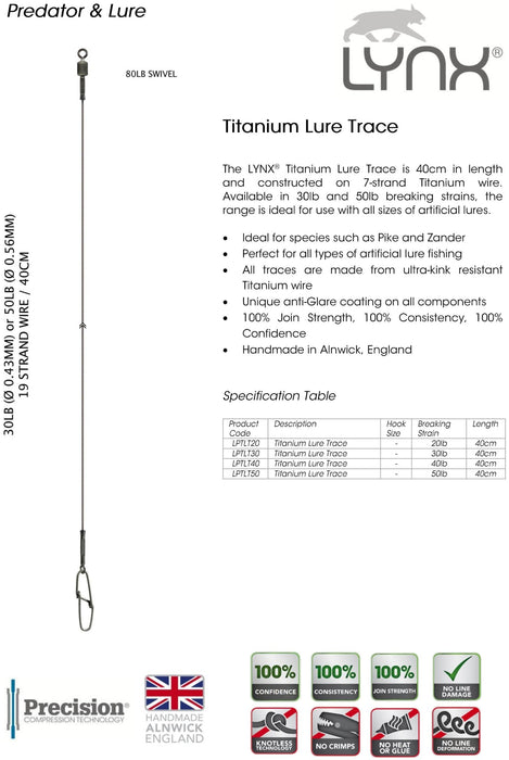 LYNX TITANIUM JERKBAIT TRACE 100lb - 30cm - 2 pcs Leader wire - Eprofishing Egypt