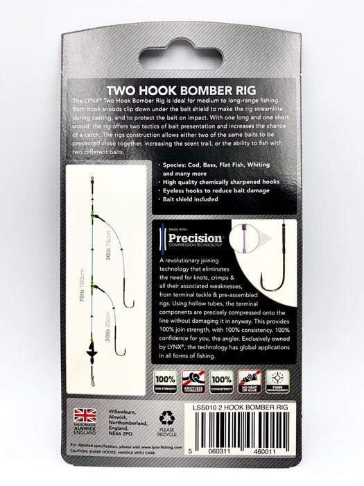 LYNX TWO HOOK BOMBER RIG 1/0 - 70lb/30lb - 100cm/75cm/35cm Rigs - Eprofishing Egypt