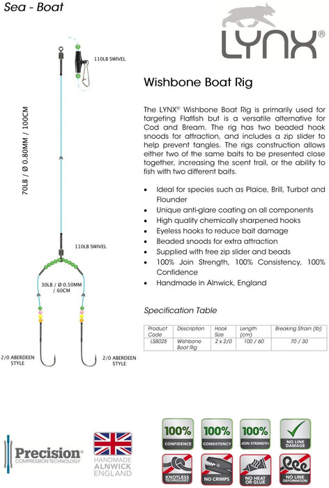 LYNX WISHBONE BOAT RIG 2/0 - 70lb/30lb - 100cm/60cm Rigs - Eprofishing Egypt