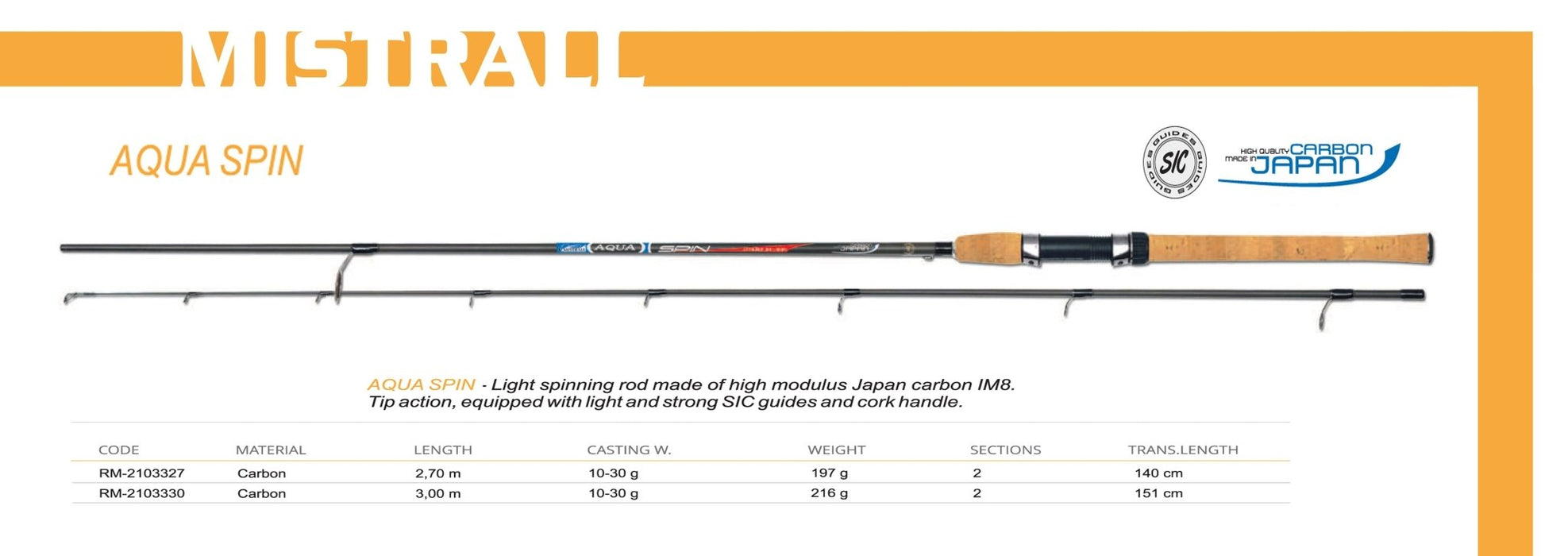 MISTRALL AQUA SPIN 2.70M / 10 - 30G Rods - Eprofishing Egypt