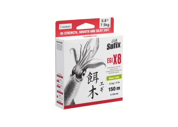 Sufix Egi X8 150M 0.148 mm Line - Eprofishing Egypt